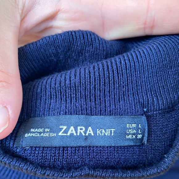 Zara Color Block Mock neck Cropped Knit Sweather - Picture 7 of 7